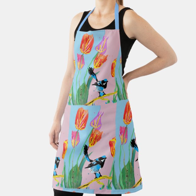 Tablier Abstrait Blue Wren Australian Bird Bird Apron (Insitu)
