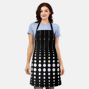 Tablier Abstrait moderne design noir lignes blanches point