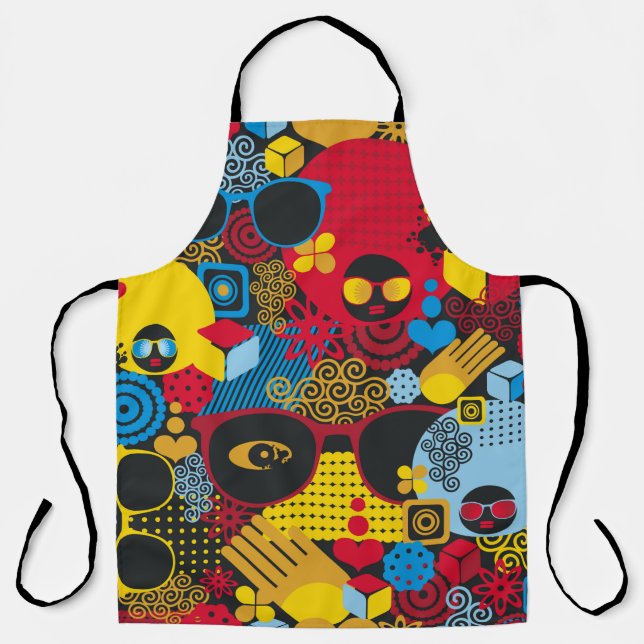 Tablier Abstrait motif sans couture avec femme noire. digi (Recto)