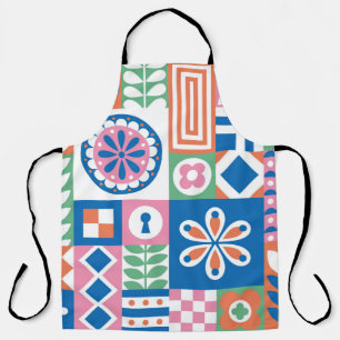 Tablier Abstrait motif vintage fleuri. scandinave et 