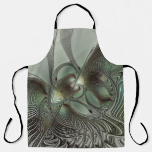 Tablier Abstrait Olive Sage Green Grey Fractal Art Imagina