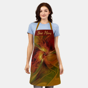 Tablier Abstrait Rouge Orange Brown Fleur verte Meilleure 