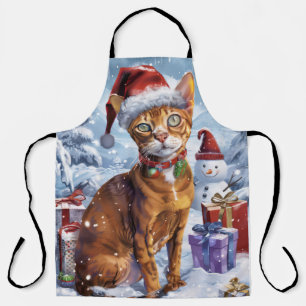 Tablier Abyssinian Chat Winter Wonderland Noël Joie