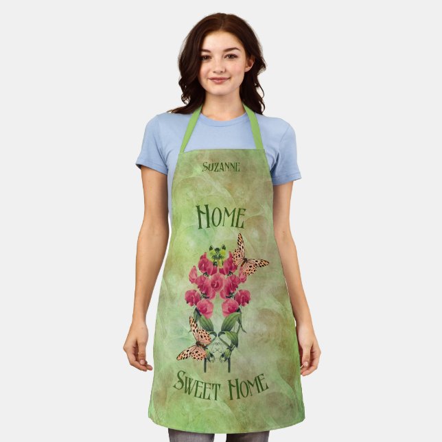 Tablier Accueil Fleurs Et Papillons Sucrés À La Maison (Porté)