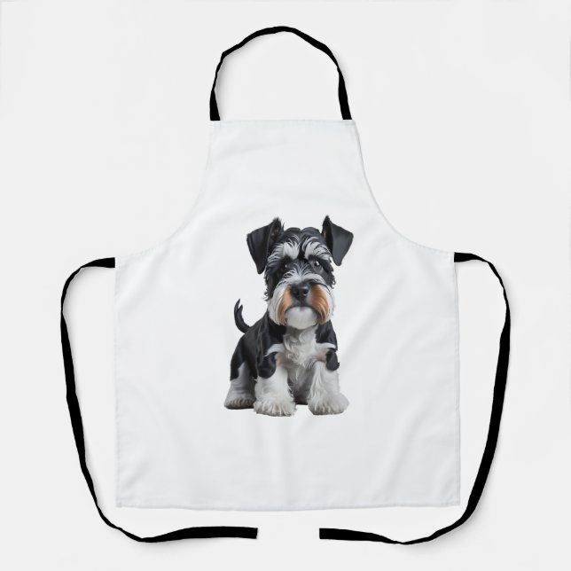 Tablier Adorable HD miniature Schnauzer Portrait de chiot  (Recto)