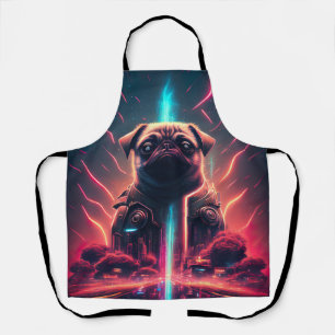 Tablier Adorable Pug dans un costume de robot futuriste