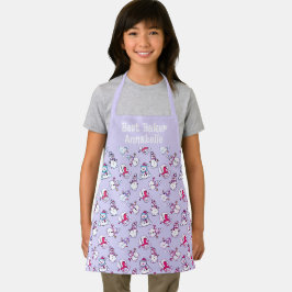 Tablier Adorable Snowman Motif Girls Nom Lilac
