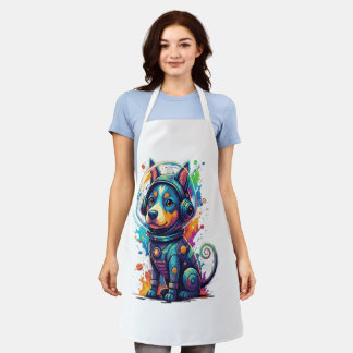 Tablier Adorable space pup in a retro astronaut suit