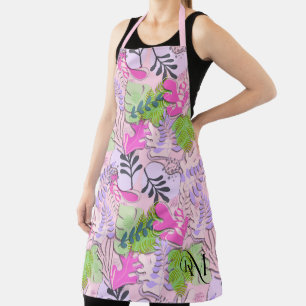 Tablier Adulte : Feuilles Abstraits (rose)