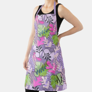Tablier Adulte : Feuilles Abstraits (violet)