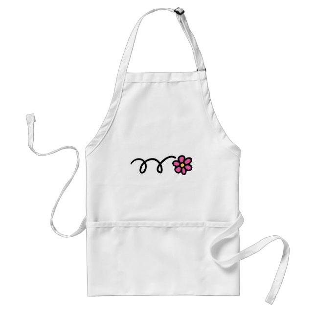 Tablier adulte fleur marguerite rose en long et en (Devant)