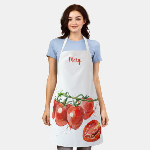 Tablier Aéroport Personnalisable de tomate d'aquarelle