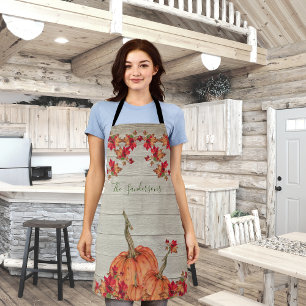 Tablier Affaire Leaves de Rustic Wood Autumn Orange Pumkin