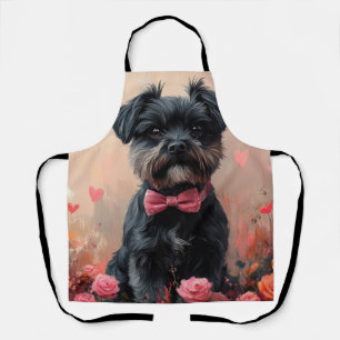 Tablier Affenpinscher avec des roses - Saint-Valentin
