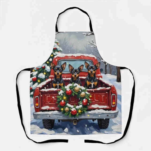 Tablier Affenpinscher Christmas Red Truck Holiday (Recto)