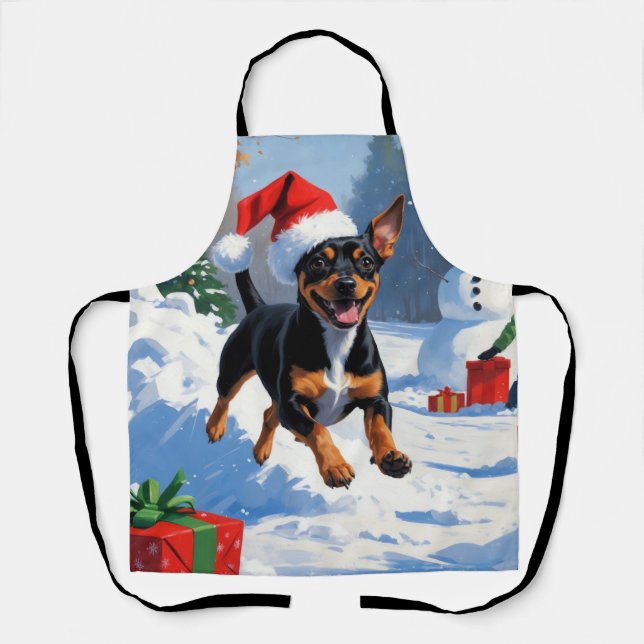 Tablier Affenpinscher Festive de Noël Scène de neige (Recto)