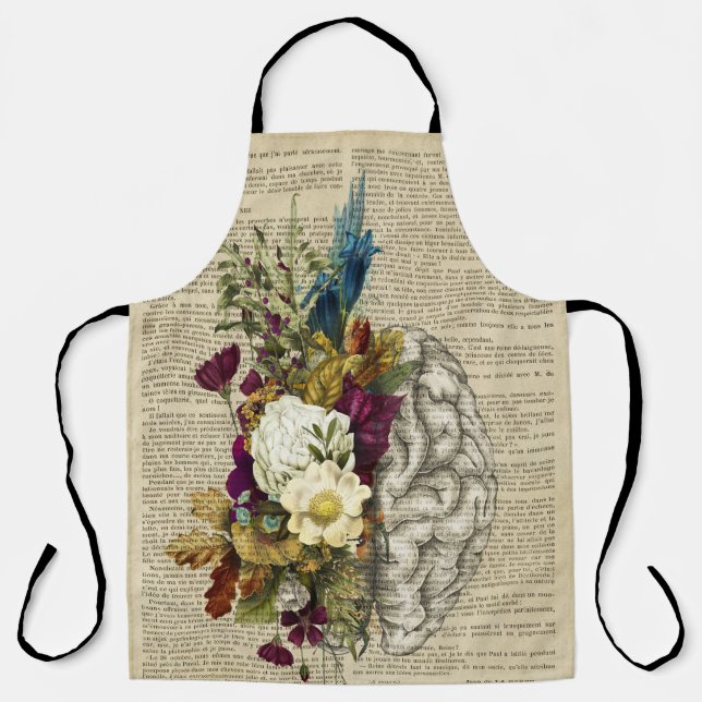 Tablier affiche d'anatomie du cerveau floral médical (Recto)