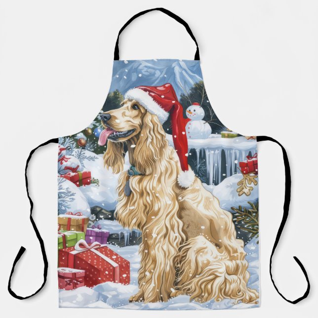 Tablier Afghan Hound Dog Winter Wonderland Noël Joie (Recto)