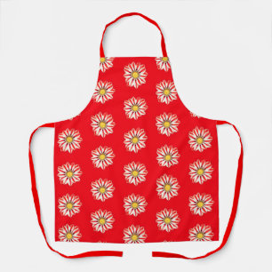 Tablier Afrique / Gazania, rouge et blanc rayé