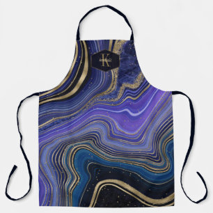 Tablier Agate Abstrait Monogramme Minuit ID827