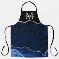 Agate de marbre bleu marine et argenté