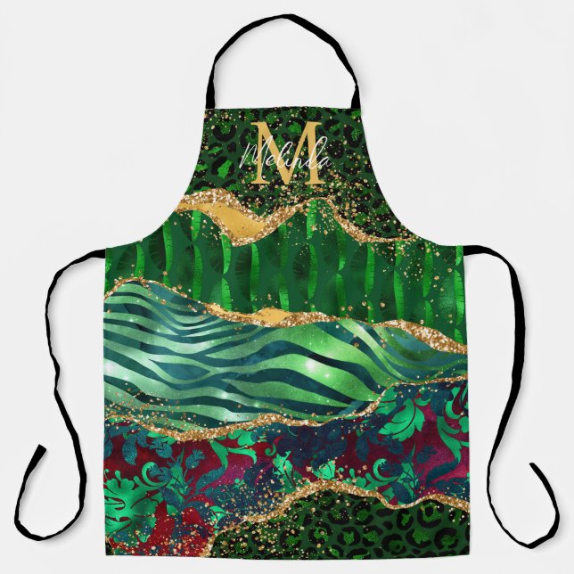 Tablier Agate Poster de animal Safari vert (Recto)