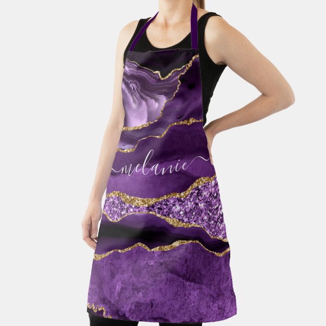 Tablier Agate Purple Gold Parties scintillant Apron avec n (Insitu)