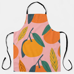 Tablier Agrumes dessinés à la main, motif de mandarine san