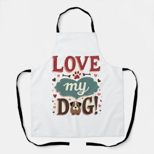 Tablier Aimez Moi Aimez Mon Chien Vintage Joli Empreinte D