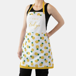 Tablier Aire de cuisine personnalisée à l'ananas jaune m