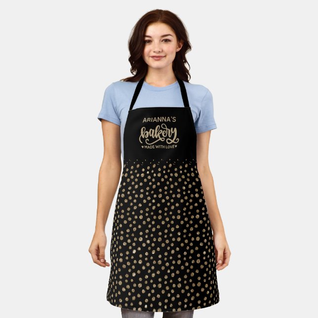 Tablier Aire de cuisson Chic Pois d'or pour Baker (Porté)