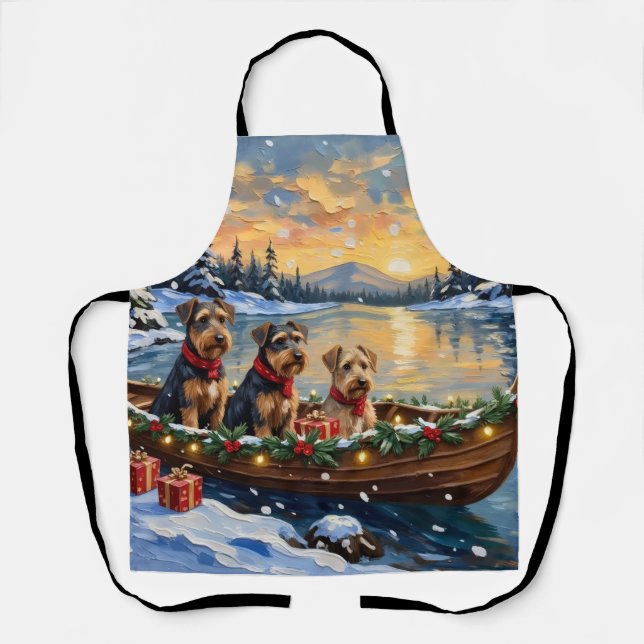 Tablier Airedale Terrier Christmas Boat Holiday (Recto)