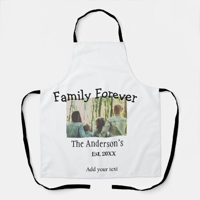 Tablier Ajouter le nom de famille photo année rustique vin (Recto)