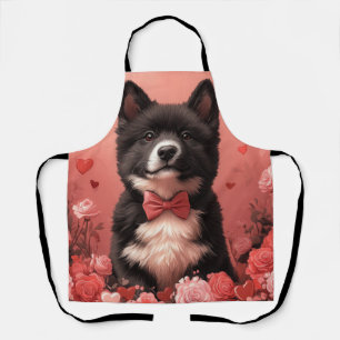 Tablier Akita Américain avec Roses - Saint-Valentin