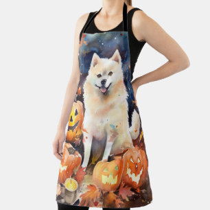 Tablier Akita américain Halloween avec citrouilles effraya