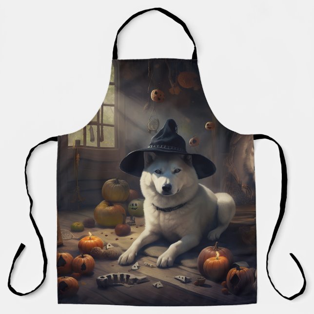 Tablier Akita Citrouilles Halloween effroi (Recto)