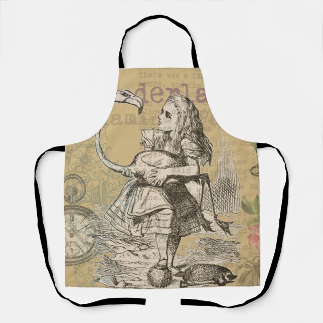 Tablier Alice au pays des merveilles Flamant rose classiqu (Recto)