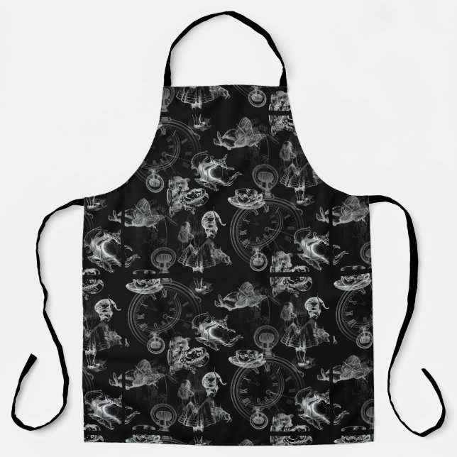 Tablier Alice au pays des merveilles Tea Time Black White  (Recto)