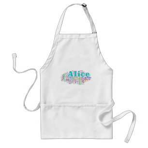 Tablier Alice en nuage de mot du pays des merveilles