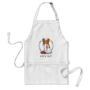 Tablier Allons-y ! (walk) Papillon (white & red) Chien mig