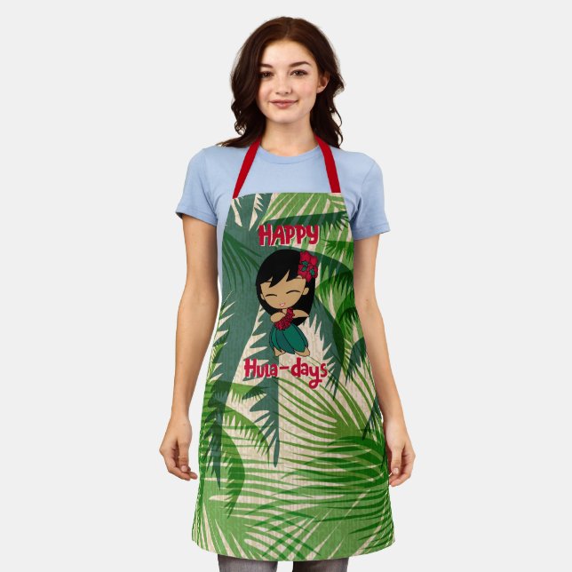 Tablier Aloha Honeys Noël Holiday Hula Girl Palm (Porté)
