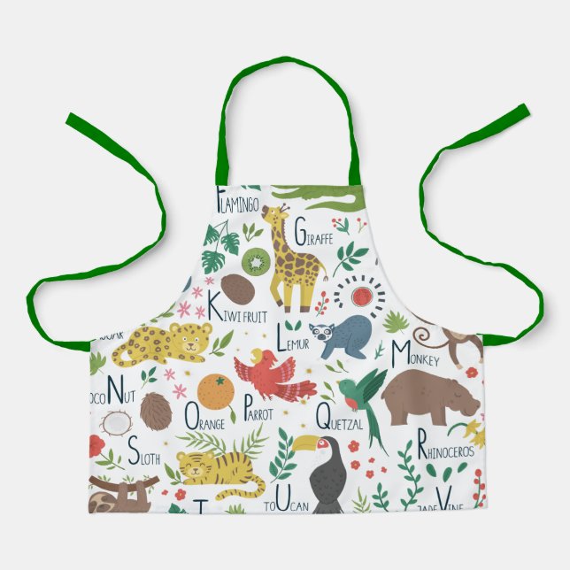 Tablier Alphabet tropical pour enfants (Recto)