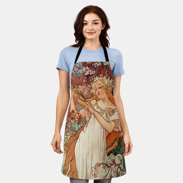 Tablier Alphonse Mucha, Les Saisons, Printemps (Porté)