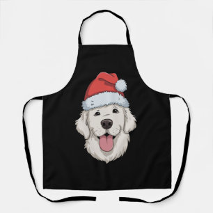 Tablier Amateur de Golden Retriever Crème Chapeau de Noël 