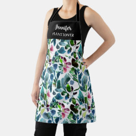 Tablier Amateur de plante motif de fleurs d'aquarelle