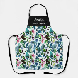 Tablier Amateur de plante motif de fleurs d'aquarelle