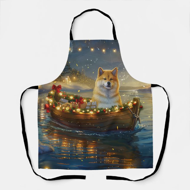 Tablier American Akita Christmas Festive Voyage (Recto)