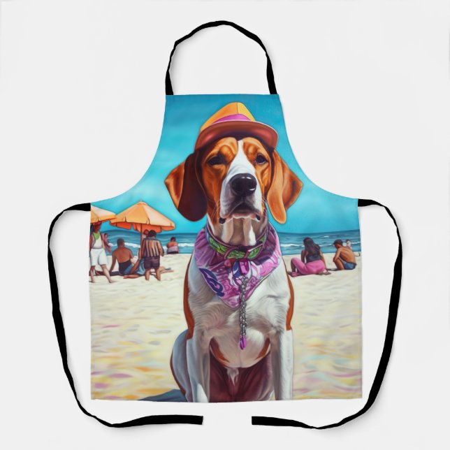 Tablier American English Foxhound on Beach, cadeau d'été (Recto)