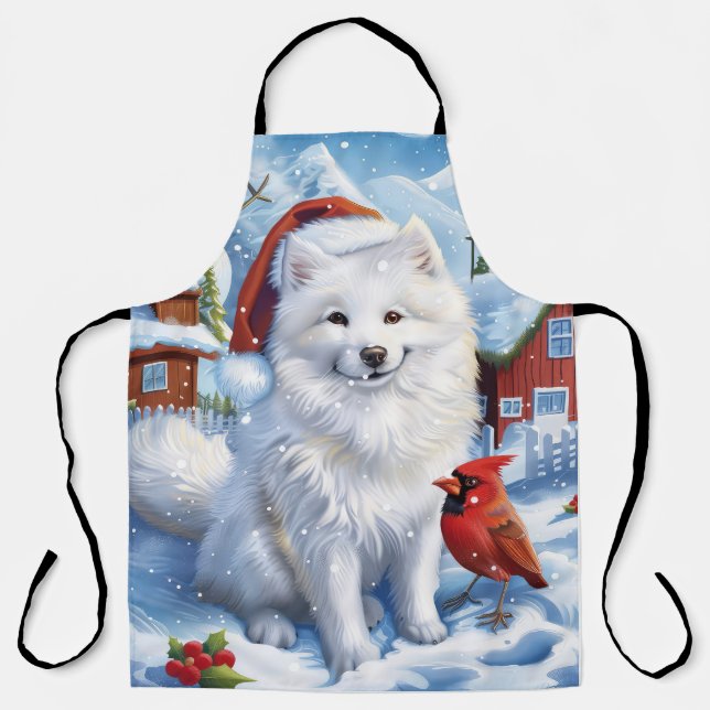 Tablier American Eskimo Dog Winter Wonderland Noël (Recto)