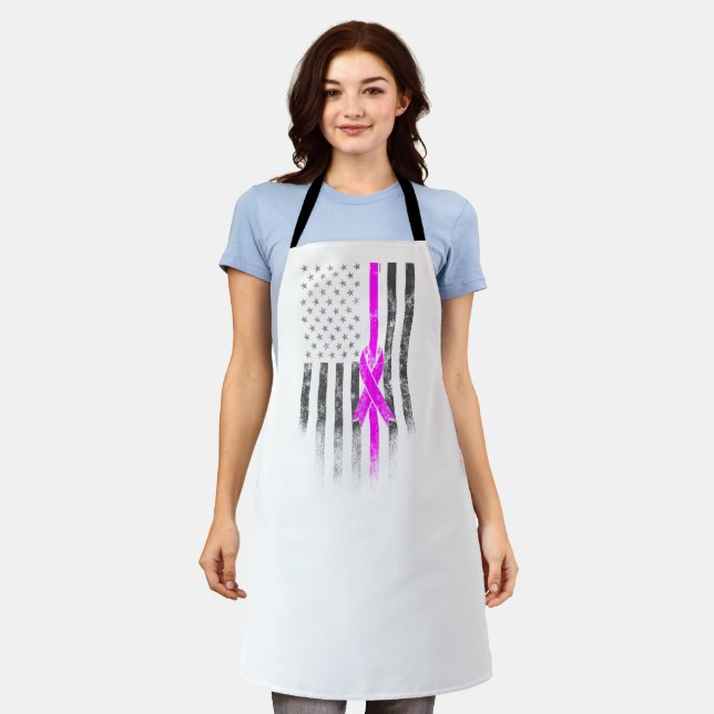Tablier American Flag Cancer Survivon Awareness Apron (Porté)